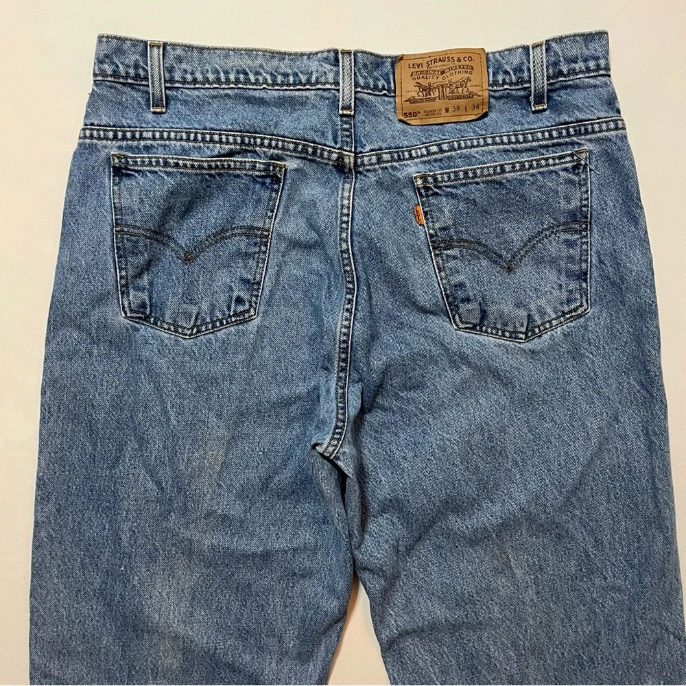 Levi's 550 Orange Tab‎ Relaxed Tapered Jeans Light Wash Mens 38x34 Y2K Vintage